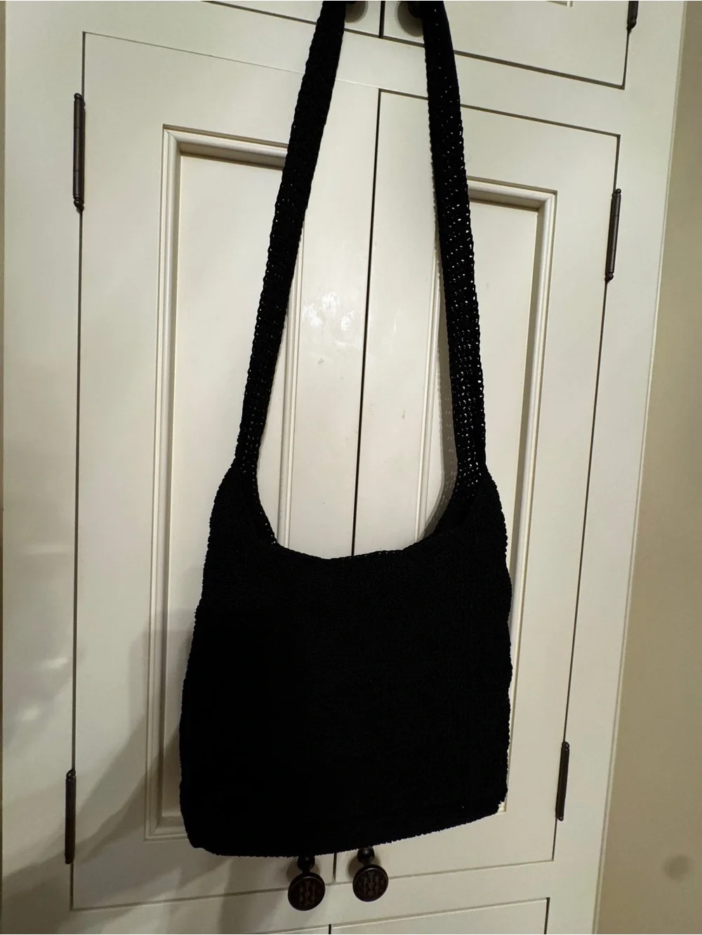 Black Knit Crossbody Shoulder Bag - Unbranded